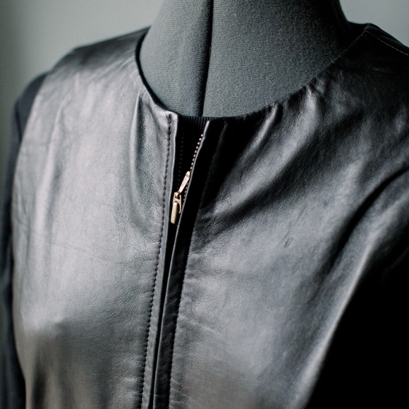 Vintage 90's Black Leather Moto Zip Up Vest - Women's Size Medium Petite - Picture 3 of 12